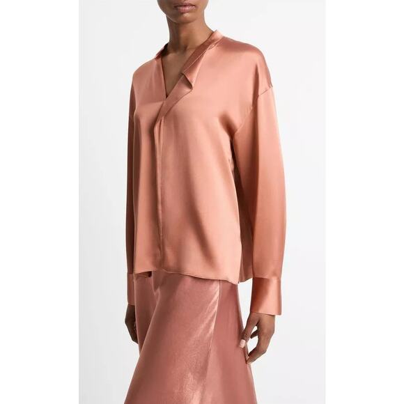 Vince Silk Draped Stand-Collar Blouse Size XS New with Tags - Picture 3 of 7